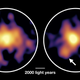 Clumps of gas (left) and dust (right) in the galaxy as imaged by ALMA